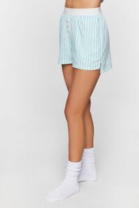 POWDER BLUE/WHITE Striped Button-Front Pajama Shorts, image 3
