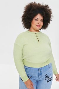 GREEN Plus Size Boucle Knit Sweater, image 1