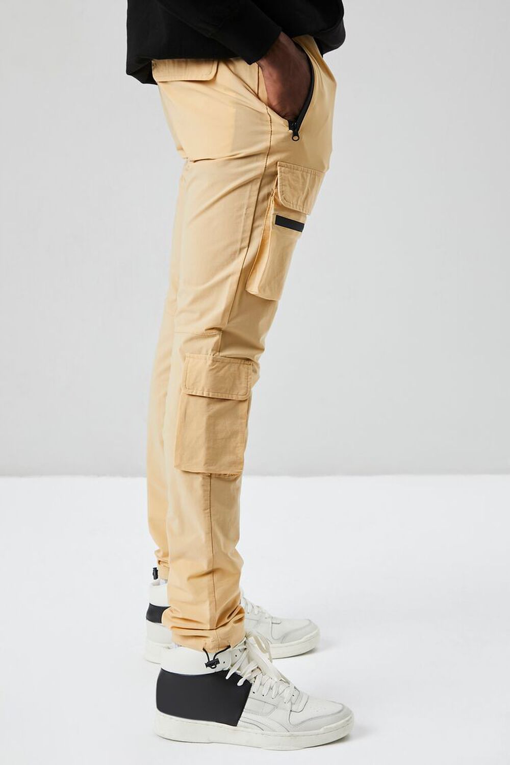 KHAKI Drawstring Cargo Slim-Fit Pants, image 3