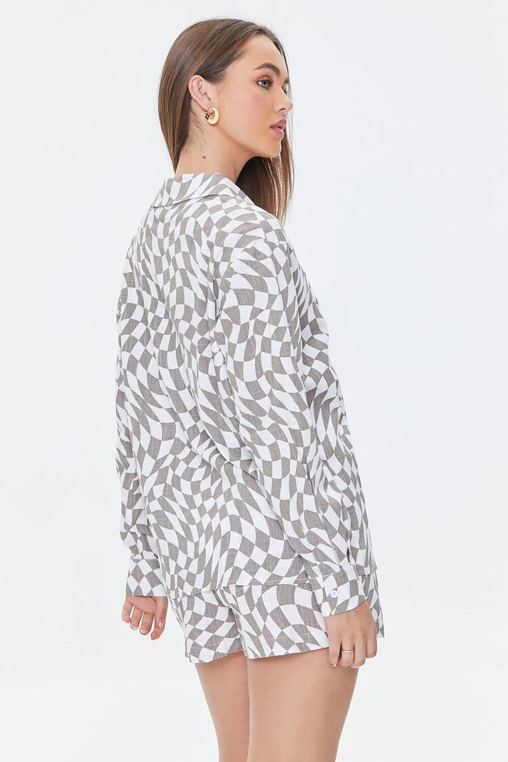 TAUPE/MULTI Checkered Print Shirt & Shorts Set, image 3