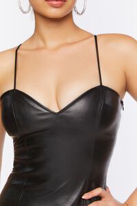 BLACK Faux Leather Midi Dress, image 5