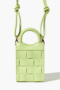 GREEN Faux Leather Crosshatch Quilted Crossbody Bag, image 5