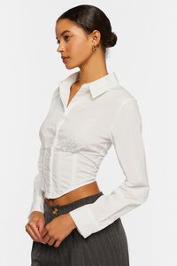 WHITE Corset Cropped Poplin Shirt, image 2