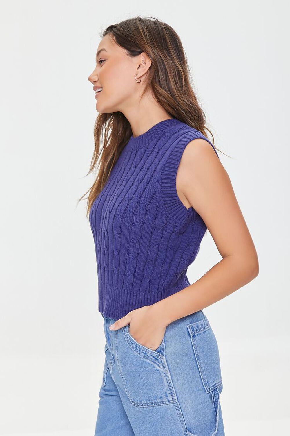 NAVY Cable-Knit Sweater Vest, image 2
