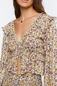 YELLOW/MULTI Tie-Front Floral Print Top, image 5