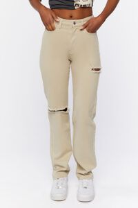 BEIGE Distressed High-Rise Jeans, image 2