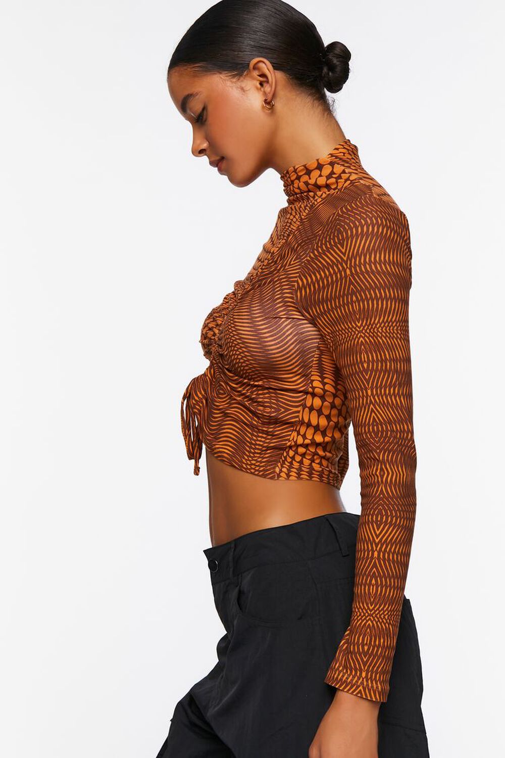 Abstract Print Ruched Crop Top, image 2