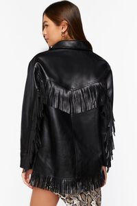 BLACK Faux Leather Fringe Jacket, image 3