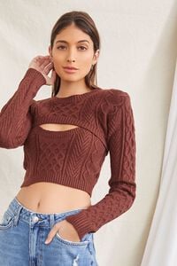 BROWN Sweater-Knit Cami & Bolero Overlay Set, image 1