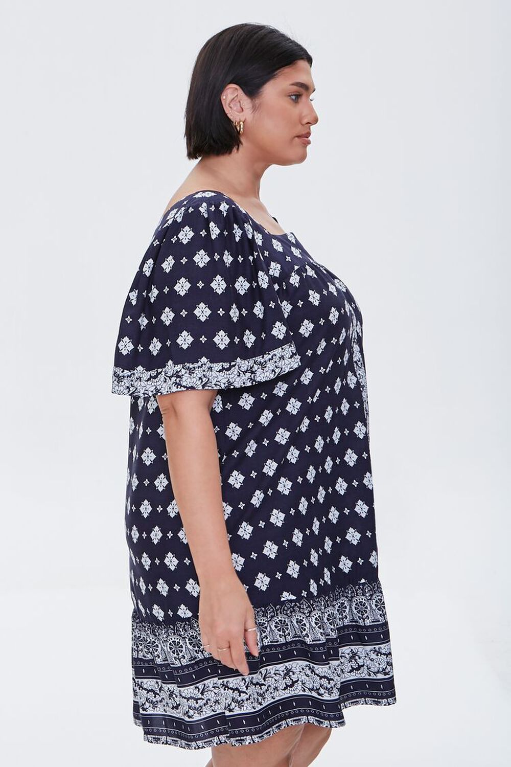 NAVY/MULTI Plus Size Ornate Print Dress, image 2
