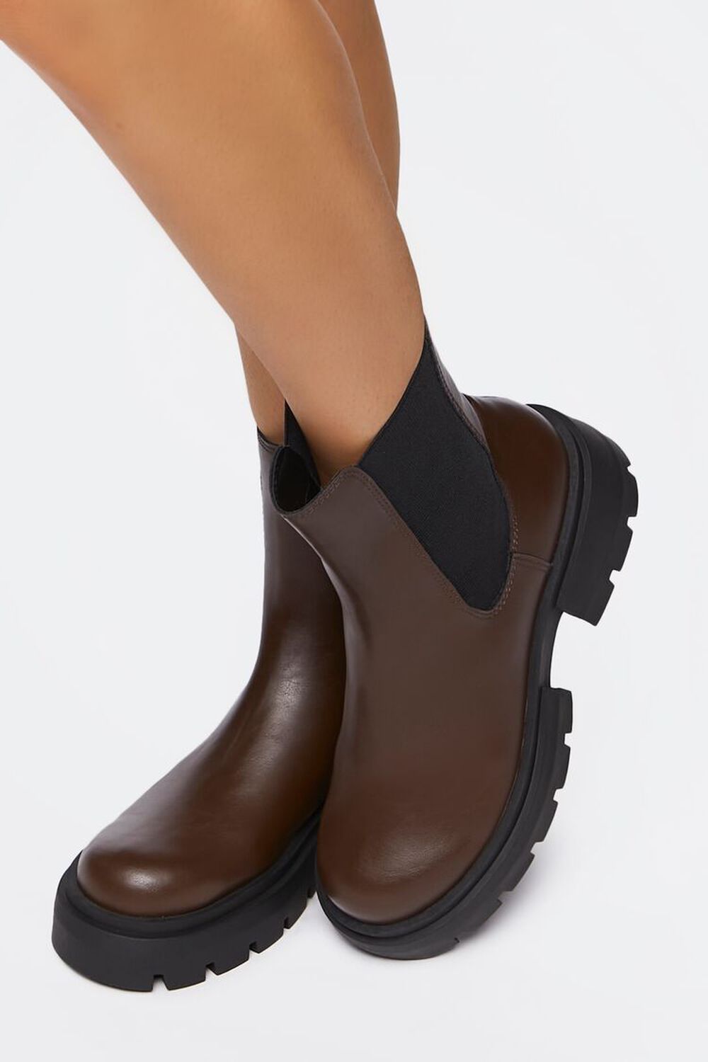 BROWN Faux Leather Chelsea Boots, image 1