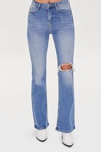 MEDIUM DENIM Hemp 4% Distressed Flare Jeans, image 7