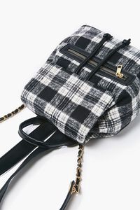 BLACK/WHITE Plaid Chain-Strap Backpack, image 4