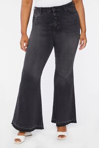 BLACK Plus Size Frayed Flare Jeans, image 2