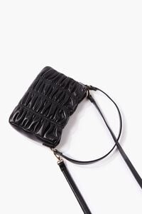 BLACK Ruched Faux Leather Crossbody Bag, image 3