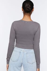 CHARCOAL Ribbed Long-Sleeve Crop Top, image 3