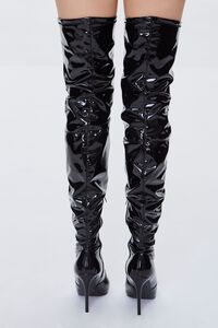 BLACK Faux Patent Leather Thigh-High Boots, image 3