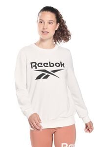 WHITE/BLACK Reebok Identity Logo French Terry Crew Sweatshirt, image 1
