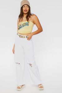 WHITE Distressed High-Rise Jeans, image 1