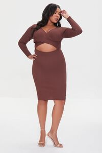 BROWN Plus Size Cutout Sweater Dress, image 4