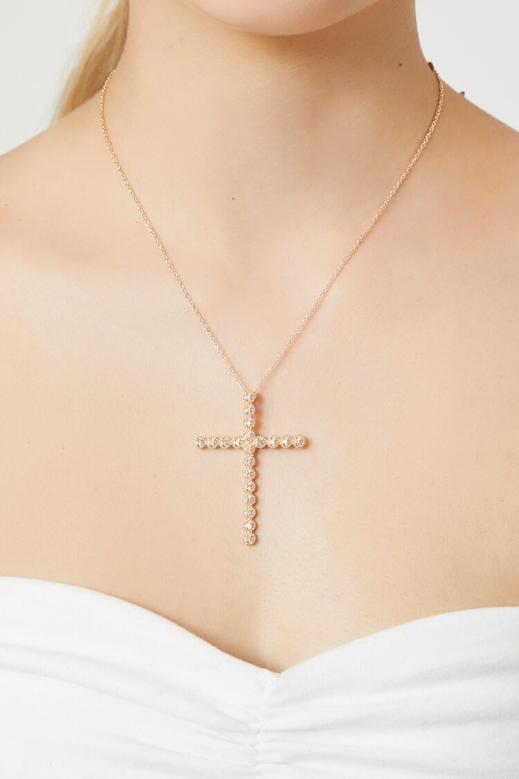 Is That The New 1pc Glamorous Iron Alloy Rhinestone Cross Charm Necklace  For Women For Daily Decoration ??| ROMWE USA