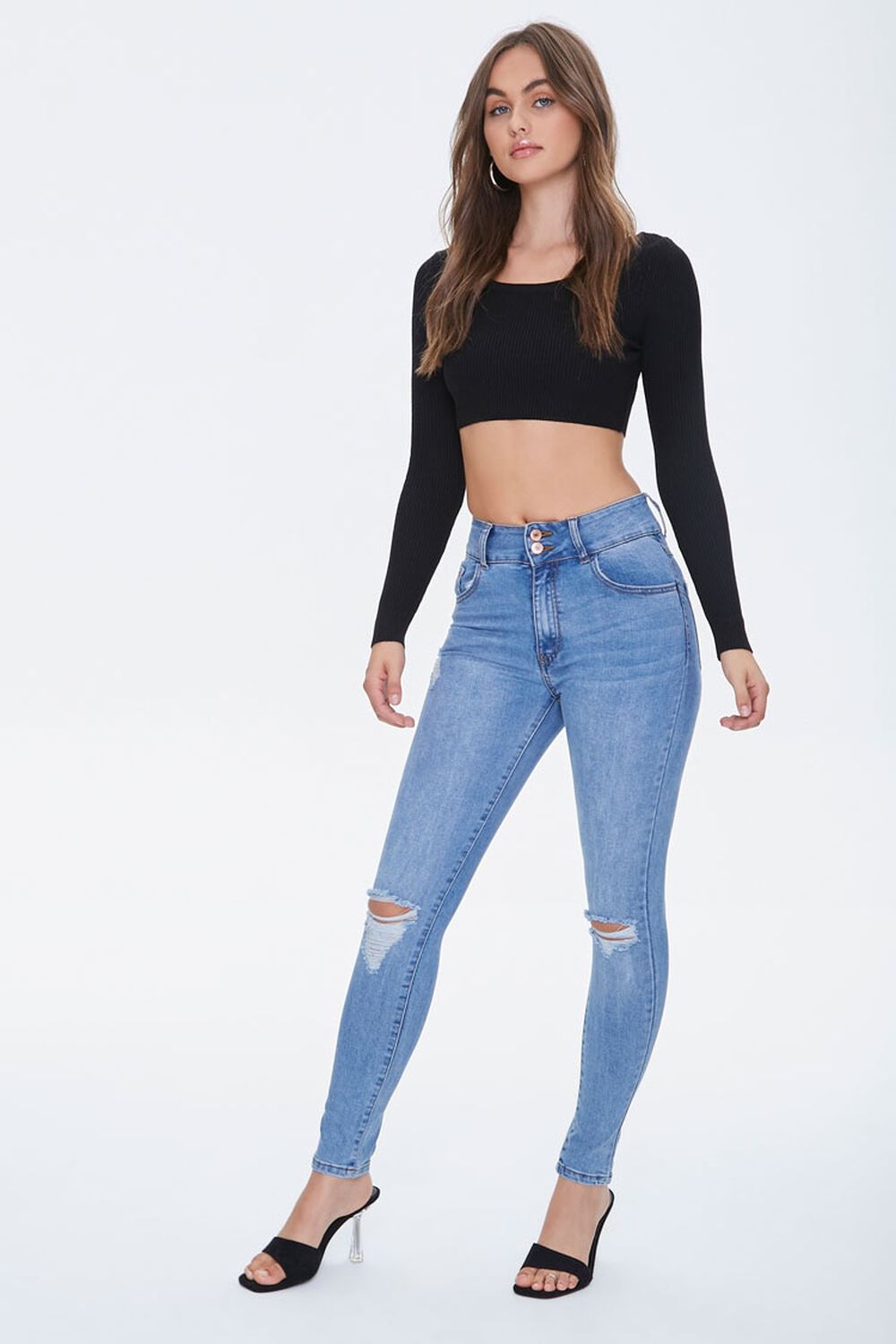 Distressed Curvy Fit Jeans, image 1