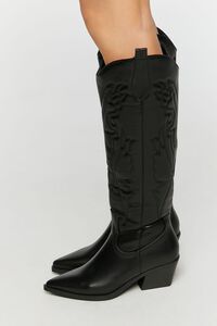 BLACK Faux Leather Cowboy Boots, image 3