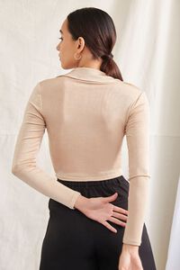 TAUPE Ruched Cropped Shirt, image 3