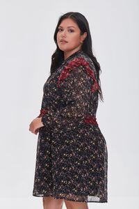 BLACK/MULTI Plus Size Ditsy Floral Mini Dress, image 2