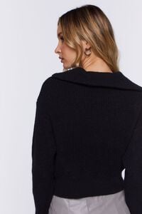 BLACK Half-Zip Ribbed Sweater, image 3