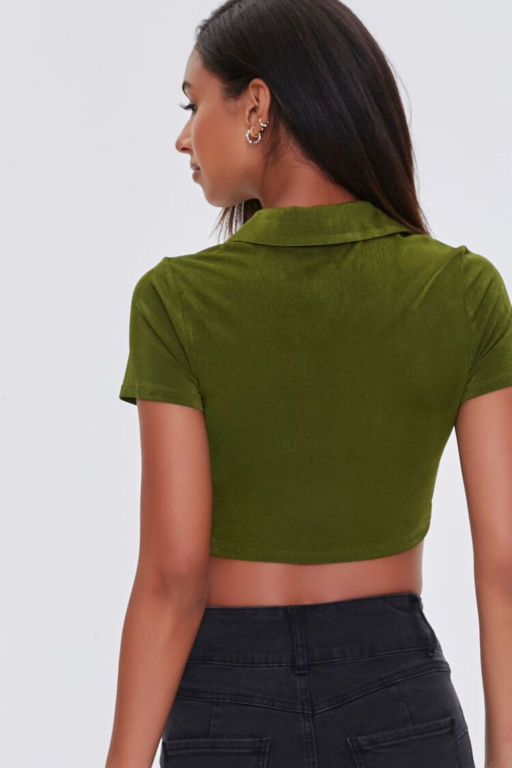 OLIVE Button-Front Cropped Shirt, image 3