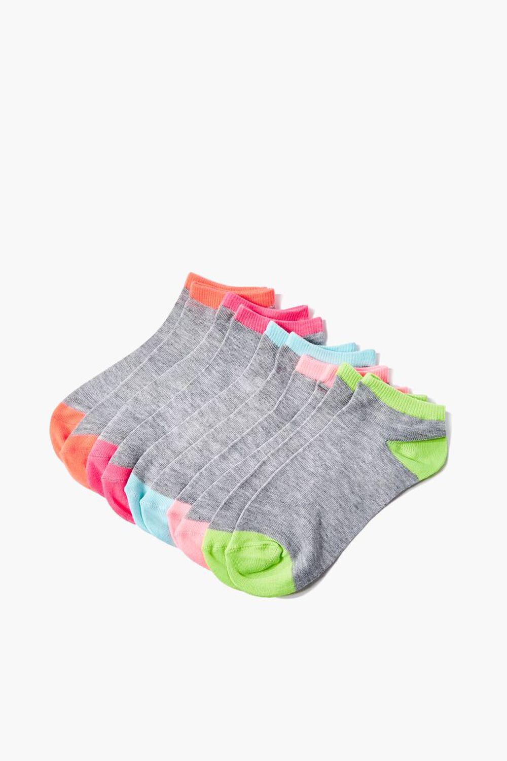 HEATHER GREY/MULTI Colorblock Ankle Socks - 5 Pack, image 1