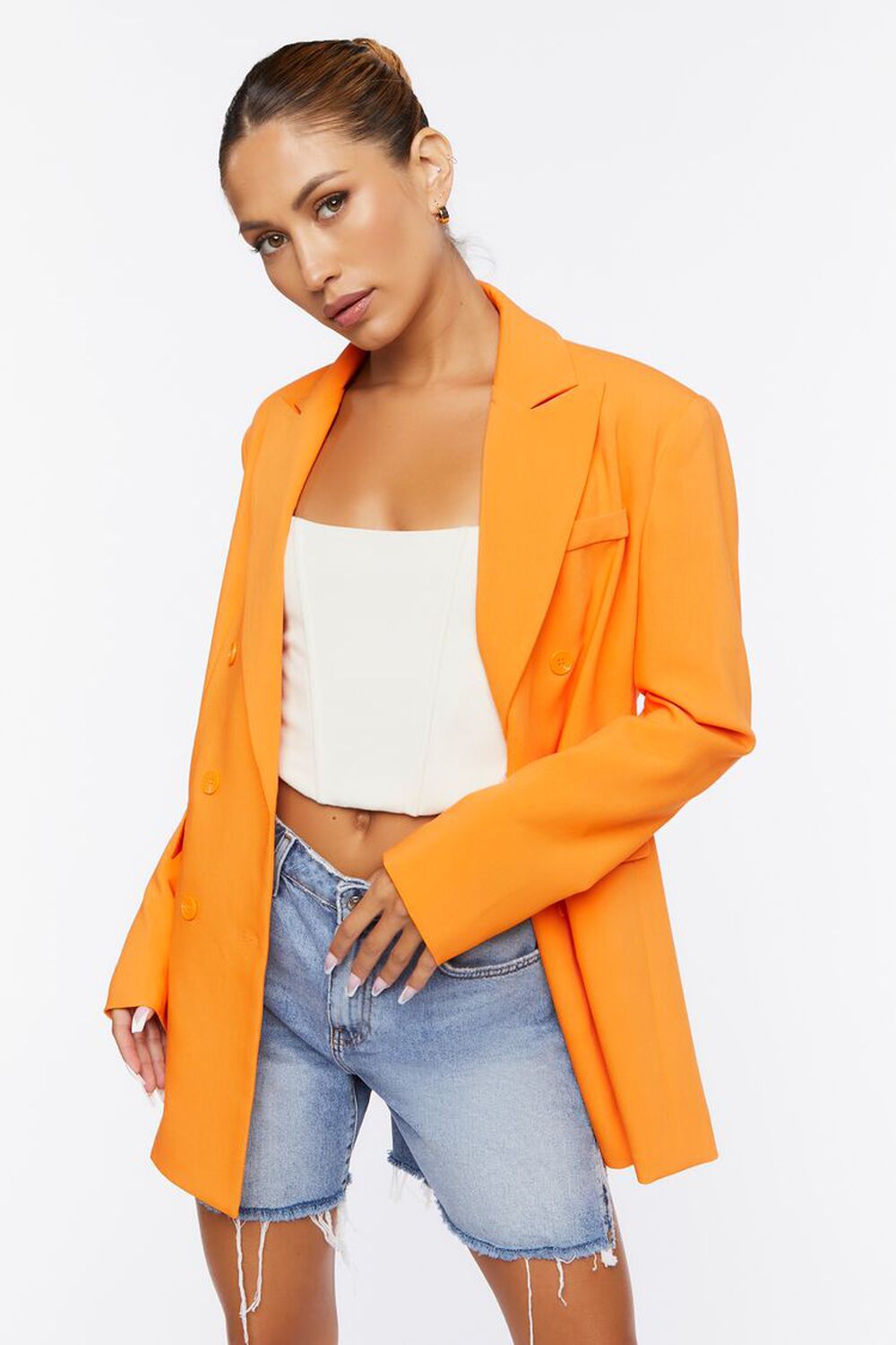 TANGERINE Notched Double-Breasted Blazer, image 1