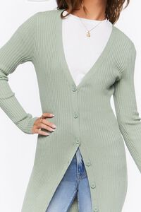 GREEN HAZE Ribbed Longline Cardigan Sweater, image 5