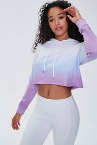 WHITE/BLUE Active Ombre Raw-Cut Hoodie, image 1