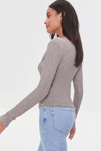 TAUPE Long-Sleeve Ribbed Knit Top, image 2
