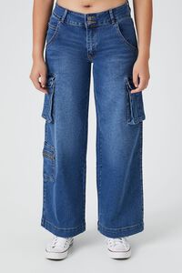 DARK DENIM Low-Rise Wide-Leg Cargo Jeans, image 1