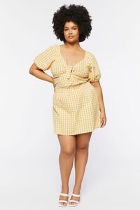 YELLOW GOLD/WHITE Plus Size Gingham Crop Top, image 4