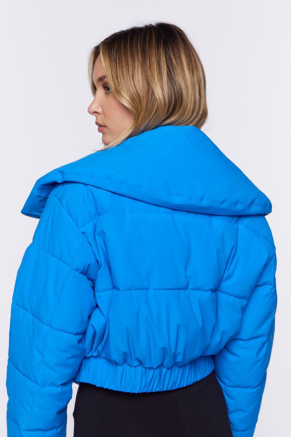 LIGHT BLUE Cropped Puffer Jacket, image 3
