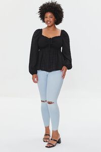 BLACK Plus Size Sweetheart Gingham Top, image 4