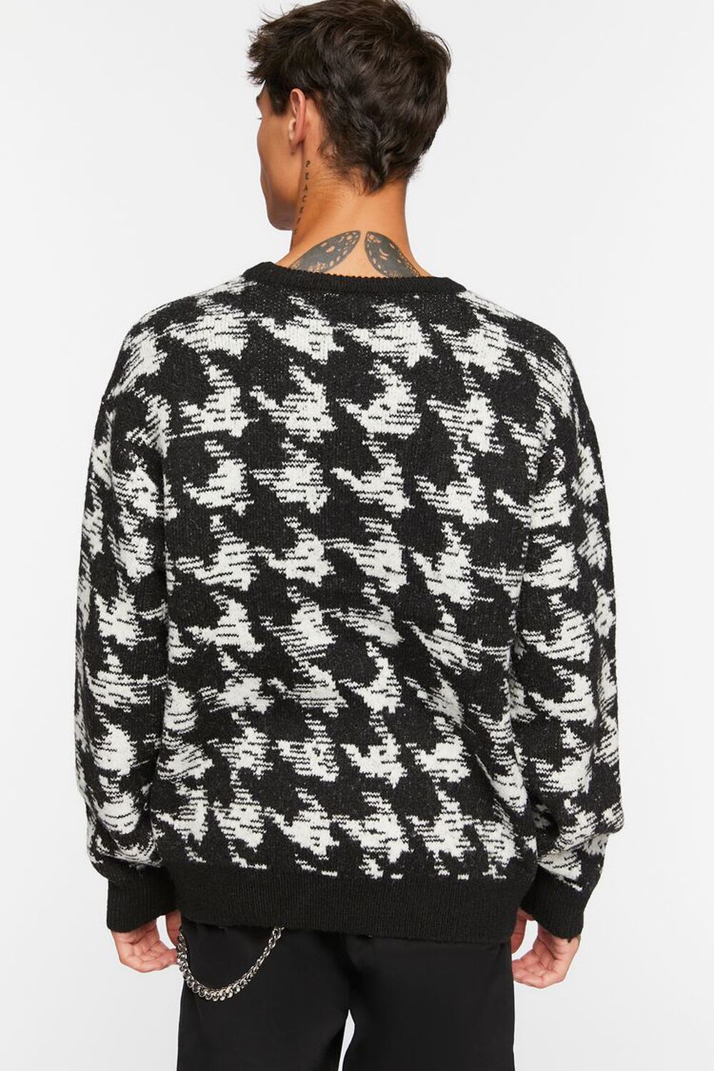 BLACK/WHITE Houndstooth Drop-Sleeve Sweater, image 3