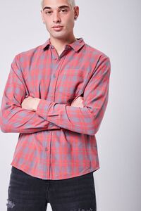 RED/GREY Plaid Button-Front Shirt, image 1