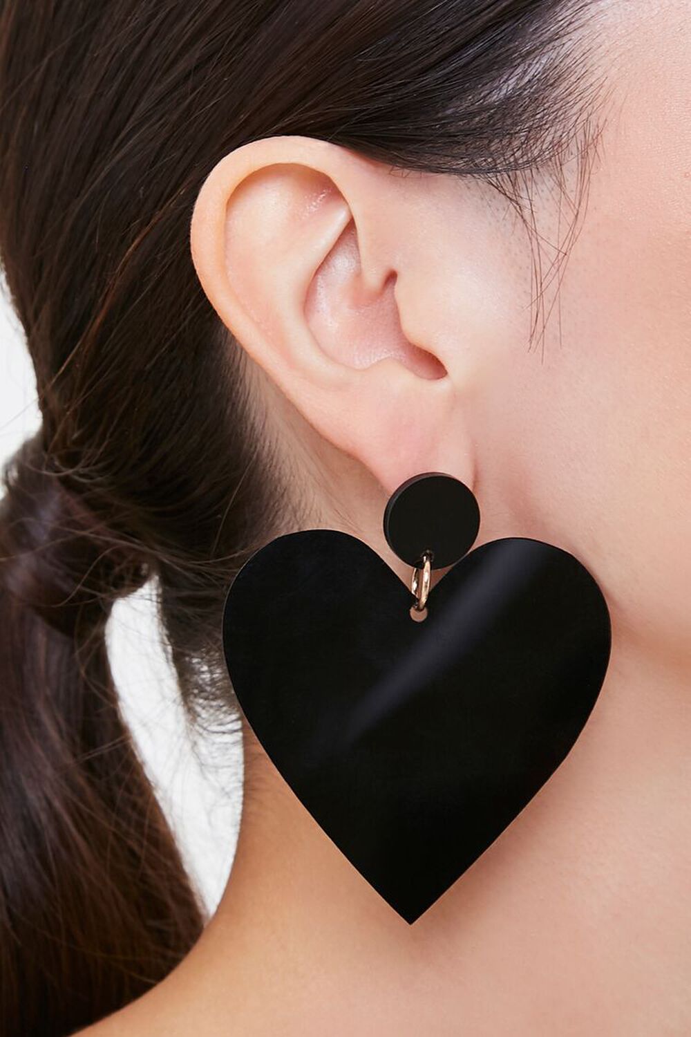 BLACK Heart Drop Earrings, image 1
