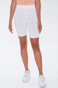WHITE Organically Grown Cotton Biker Shorts, image 2