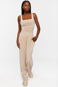 OYSTER GREY Velour Wide-Leg Pants, image 1