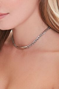 SILVER Bar Pendant Choker Necklace, image 1