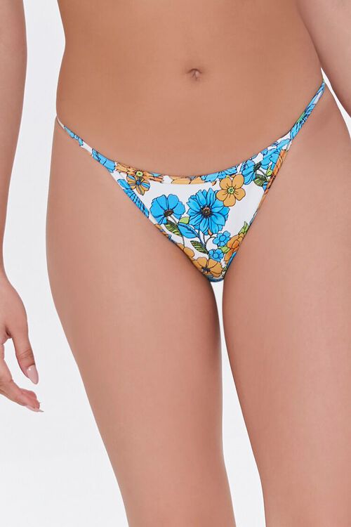 BLUE/MULTI Floral Print String Bikini Bottoms, image 2