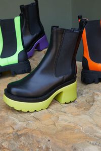 BLACK/LIME Lug-Sole Chelsea Boots, image 1