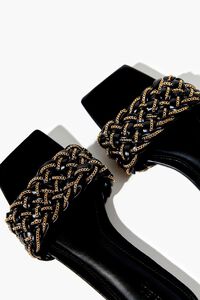 BLACK Chain Basketwoven Square-Toe Sandals, image 5