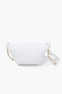 WHITE Faux Leather Quilted Fanny Pack, image 3